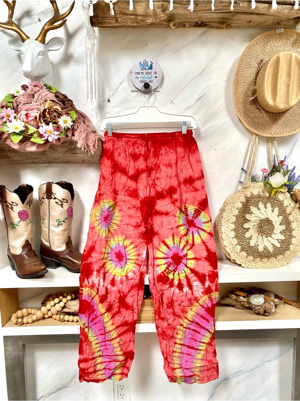 Artisan TIE DYE hippy Gypsy boho summer pants w enchanting vibe